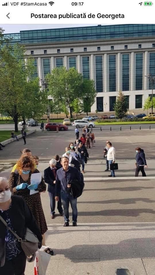 Avocații stau la coadă să intre la Tribunalul București iar coada e uriașă