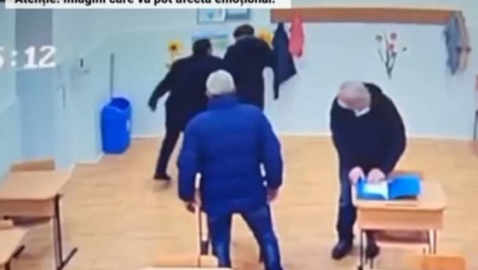 Noi imagini cu scandalul de la Mogoșoaia, unde o consilieră USR a fost bruscată după o ședință. Momentul surprins de camerele video. FOTO: Captură Digi24
