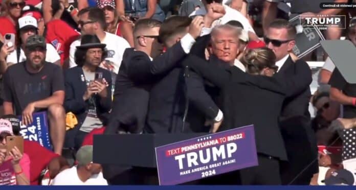 Tentativă eșuată de asasinat asupra lui Donald Trump în Pennsylvania. Declarațiile fostului președinte, care a ridicat furios pumnul spre cer VIDEO