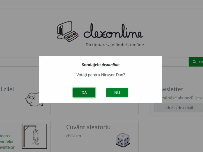 Dexonline a modificat sondajul controversat după decizia BEC, dar menține accesul condiționat de vot: „Of! N-ați vrea să vă mai gândiți puțin?” 39 Dexonline Nicușor Dan